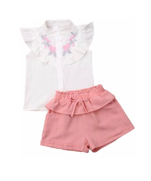 Set camasuta si pantaloni cu broderie Drool - Galben [2]
