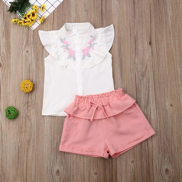 Set camasuta si pantaloni cu broderie Drool - Galben [7]