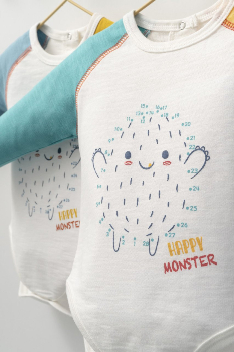 Set cu pantalonasi si body cu maneca lunga pentru bebelusi Monster, Tongs baby - Bleumarin [3]