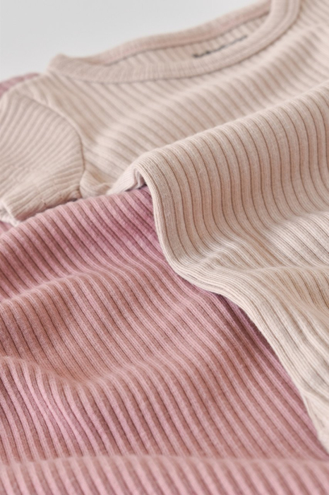 Set de 2 body-uri cu maneca scurta din bumbac organic si modal - Roz/Blush BabyCosy [5]