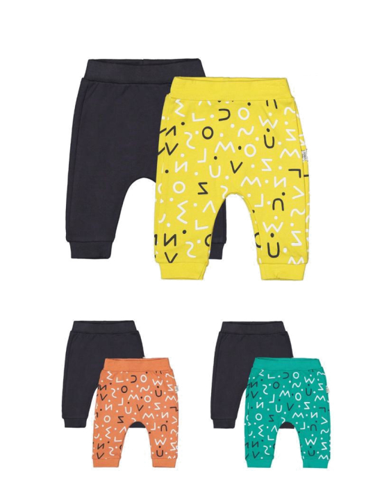 Set de 2 perechi de pantaloni Litere pentru bebelusi, Tongs baby - Galben [2]