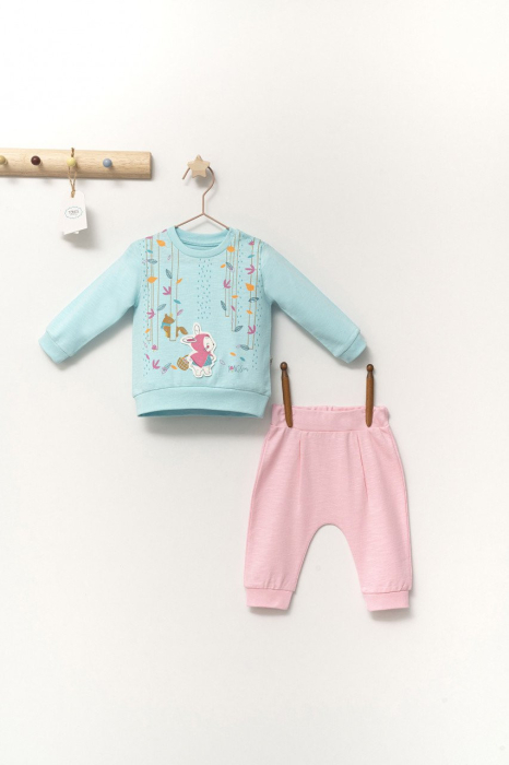 Set de 2 piese de trening Scufita rosie pentru bebelusi, Tongs baby - Corai [2]