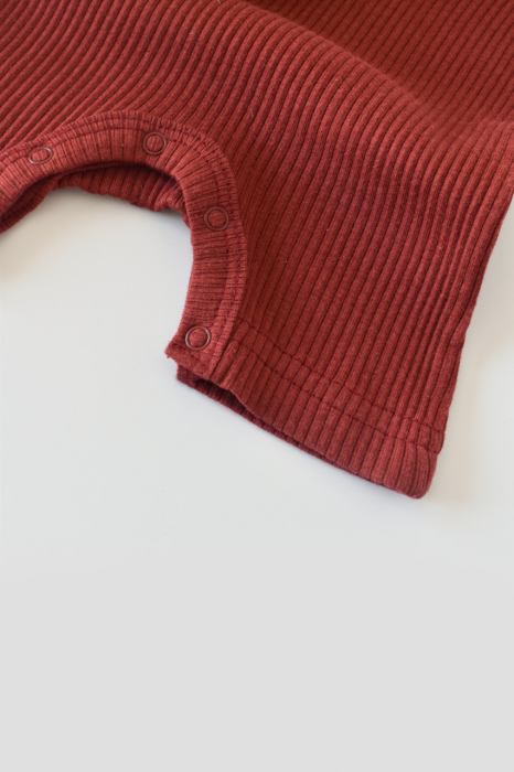 Set de 2 salopetele cu maneca scurta din bumbac organic si modal - Caramiziu/ Sofran BabyCosy [6]