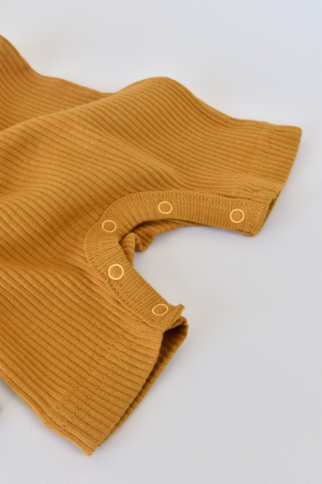 Set de 2 salopetele cu maneca scurta din bumbac organic si modal - Mustar/ Somon BabyCosy [7]