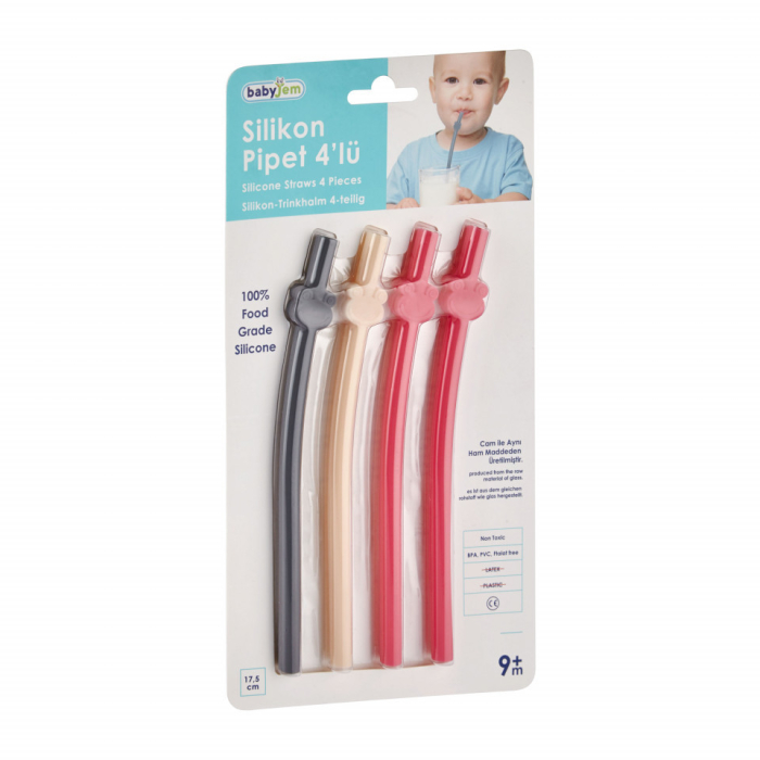 Set de 4 paie din silicon reutilizabile BabyJem (Culoare: Roz) [7]
