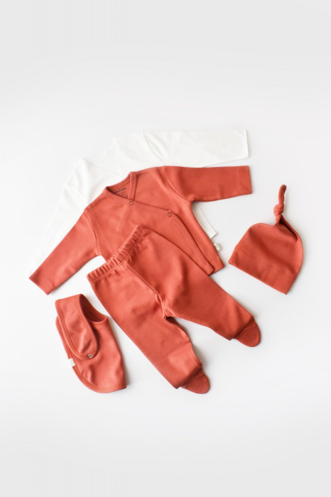 Set de 5 piese pentru nou nascut - 100% bumbac organic - Scortisoara, BabyCosy [5]