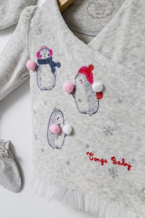 Set de iarna de 5 piese pentru nou nascut Crazy Penguins, Tongs baby [3]