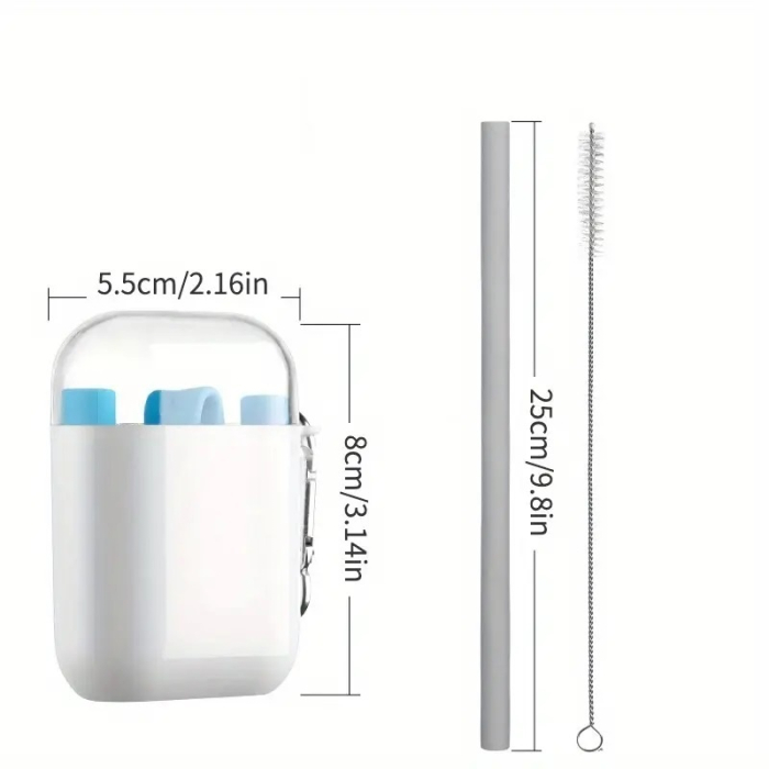 Set de paie portabile reutilizabile din silicon - gri [7]