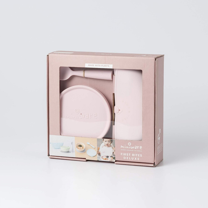 Set diversificare hrana bebelusi Miniware First Bites Deluxe, 100% din materiale naturale biodegradabile, 4 piese, Cotton candy [5]