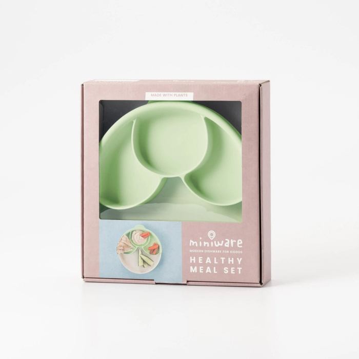 Set diversificare hrana bebelusi Miniware Healthy Meal, 100% din materiale naturale biodegradabile, 3 piese, Keylime [4]