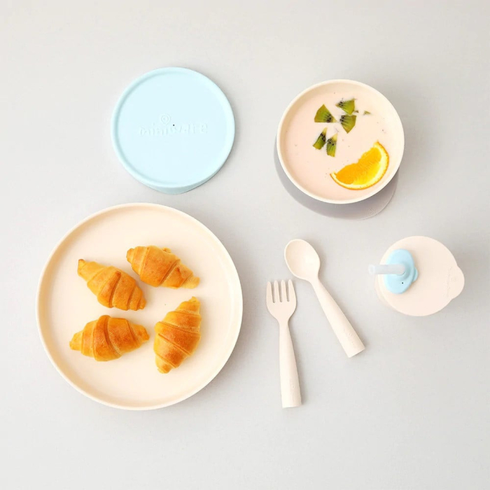 Set diversificare hrana bebelusi Miniware Little Foodie, 100% din materiale naturale biodegradabile, 6 piese, Vanilla Aqua [5]