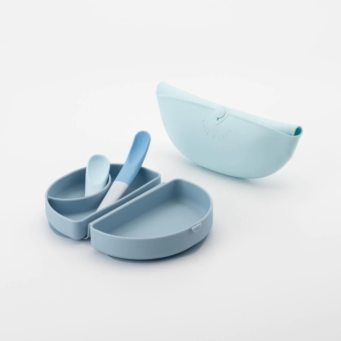 Set diversificare hrana bebelusi Miniware Sili Mini GO, 100% din materiale naturale biodegradabile, 3 piese, Blue Banana [3]
