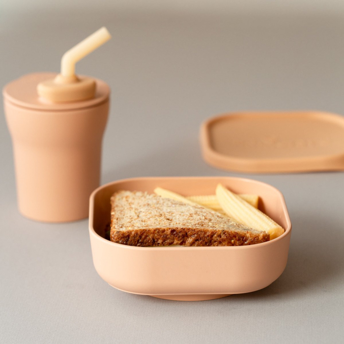 Set diversificare hrana bebelusi Miniware Sipu0026Snack, 100% din materiale naturale biodegradabile, 3 piese, Toffee [2]