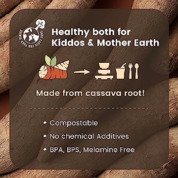 Set diversificare hrana bebelusi Miniware Sipu0026Snack, 100% din materiale naturale biodegradabile, 3 piese, Toffee [6]