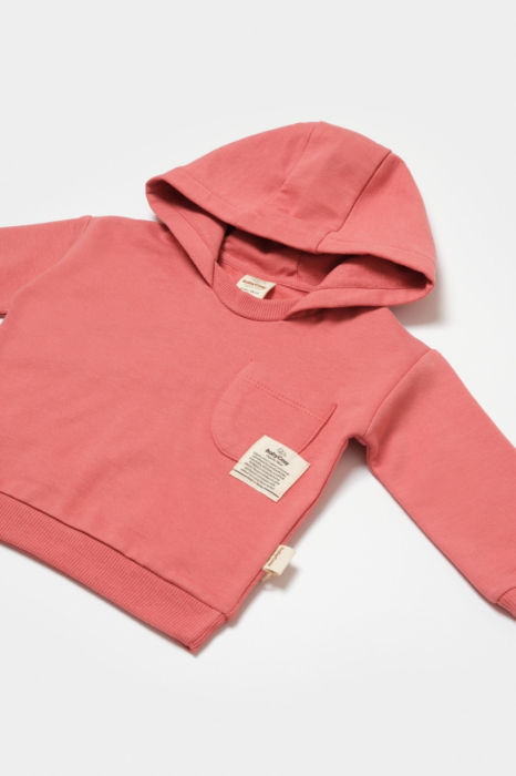 Set hanorac cu gluga si pantaloni, Two thread, 100%bumbac organic - Rose, BabyCosy [5]