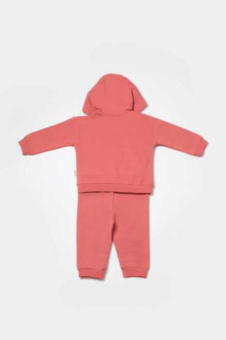 Set hanorac cu gluga si pantaloni, Two thread, 100%bumbac organic - Rose, BabyCosy [2]