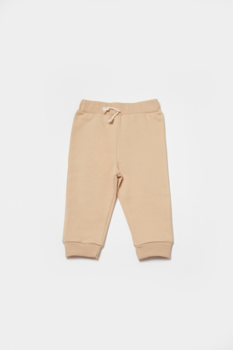Set hanorac cu gluga si pantaloni, Two thread, 100%bumbac organic - Stone, BabyCosy [8]