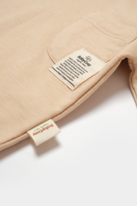 Set hanorac cu gluga si pantaloni, Two thread, 100%bumbac organic - Stone, BabyCosy [6]