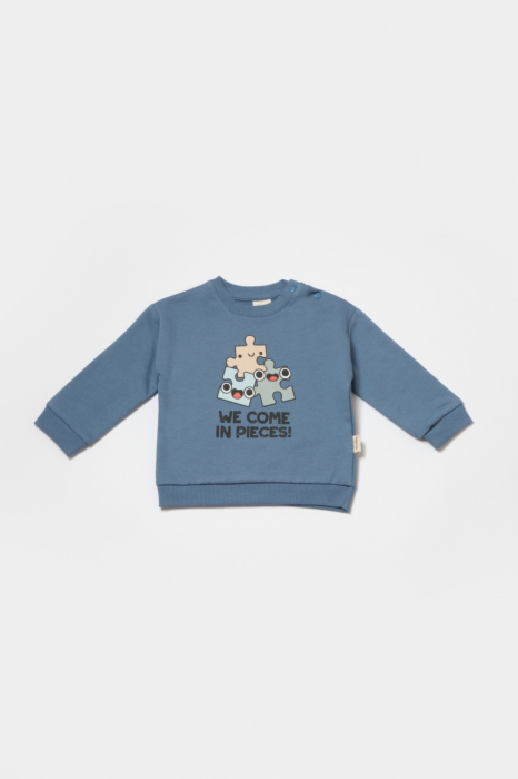 Set hanorac si pantaloni, Two thread, 100%bumbac organic - Indigo, BabyCosy [5]