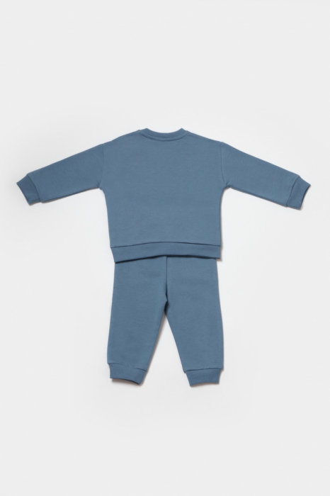 Set hanorac si pantaloni, Two thread, 100%bumbac organic - Indigo, BabyCosy [3]