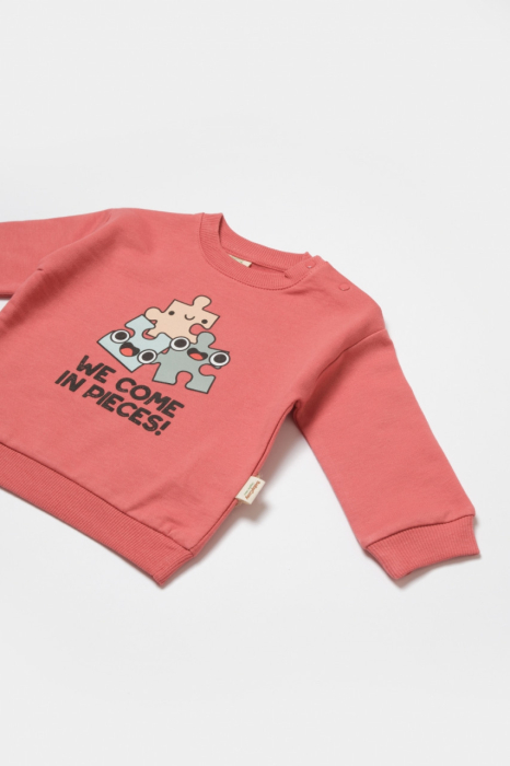 Set hanorac si pantaloni, Two thread, 100%bumbac organic - Rose, BabyCosy [5]