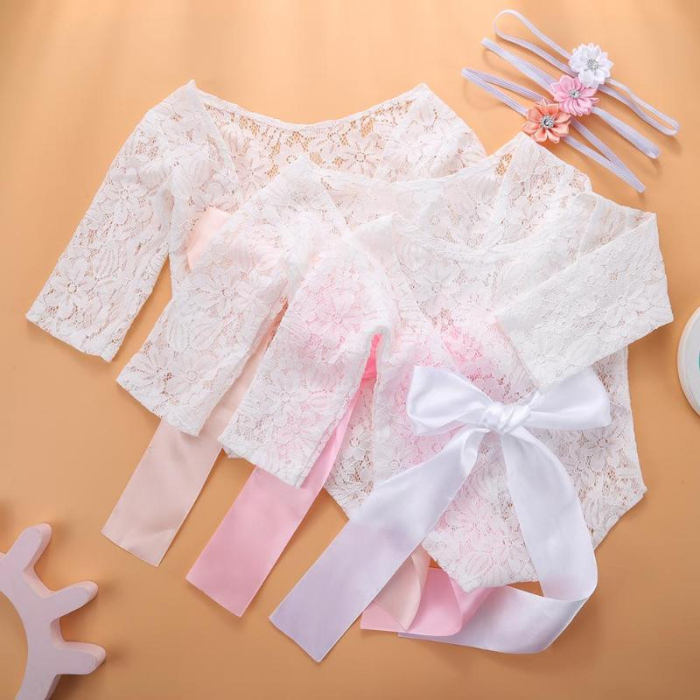 Set pentru poze - body plus bentita pentru nou nascut (Culoare: Alb) [11]