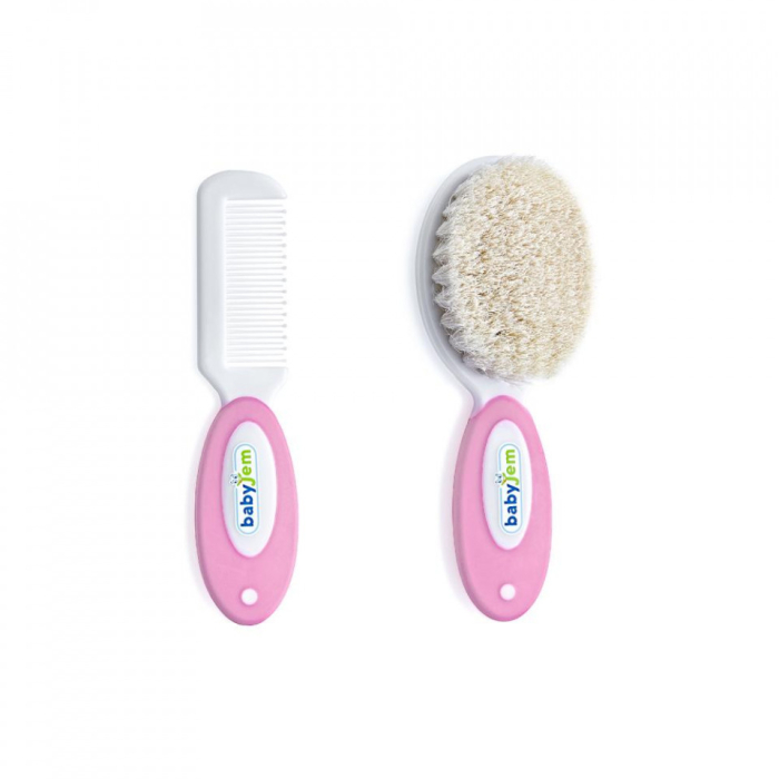 Set pieptan si perie din peri naturali BabyJem (Culoare: Bleu) [3]