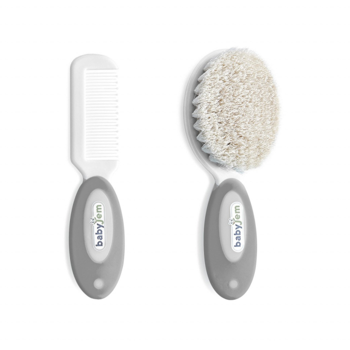 Set pieptan si perie din peri naturali BabyJem (Culoare: Bleu) [6]