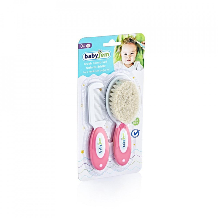 Set pieptan si perie din peri naturali BabyJem (Culoare: Bleu) [4]