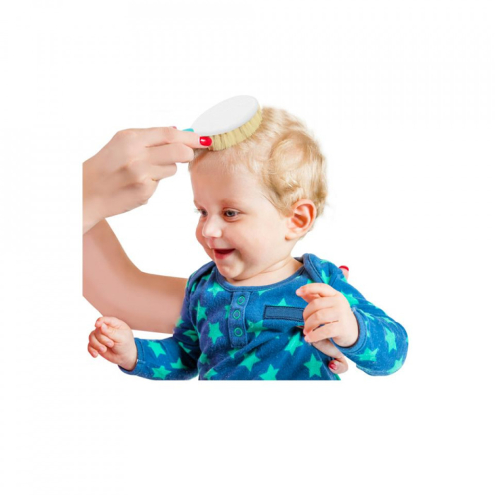 Set pieptan si perie din peri naturali BabyJem (Culoare: Bleu) [2]