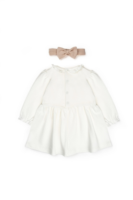Set rochita cu bentita, Bow, BabyCosy, 100%bumbac organic, Stone [3]