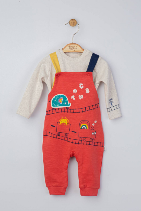 Set salopeta cu bluzita pentru bebelusi Choo Choo, Tongs baby [3]