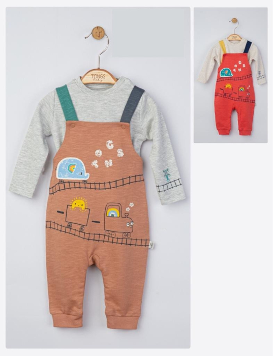 Set salopeta cu bluzita pentru bebelusi Choo Choo, Tongs baby [2]