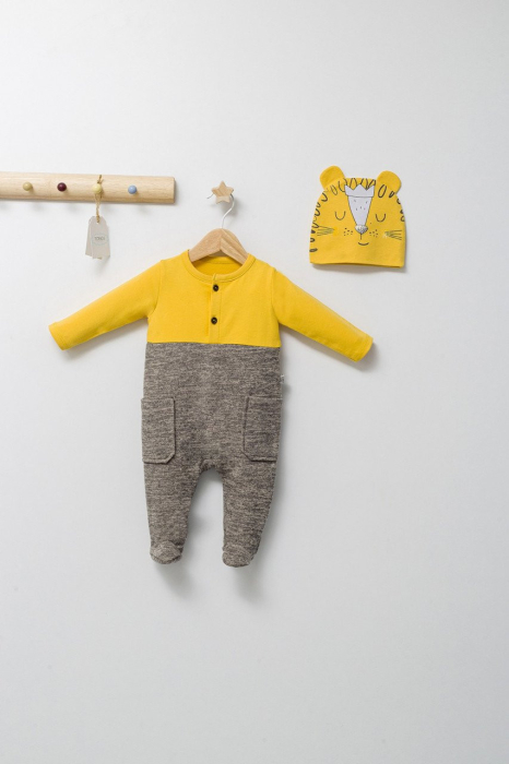 Set salopeta cu caciulita pentru bebelusi King, Tongs baby [2]