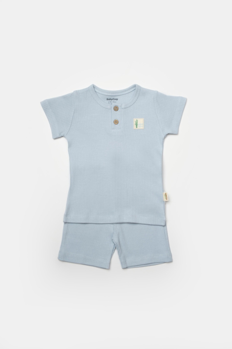 Set tricou cu pantaloni Bamboo, blue, BabyCosy, 50%bumbac+50% bambus [2]