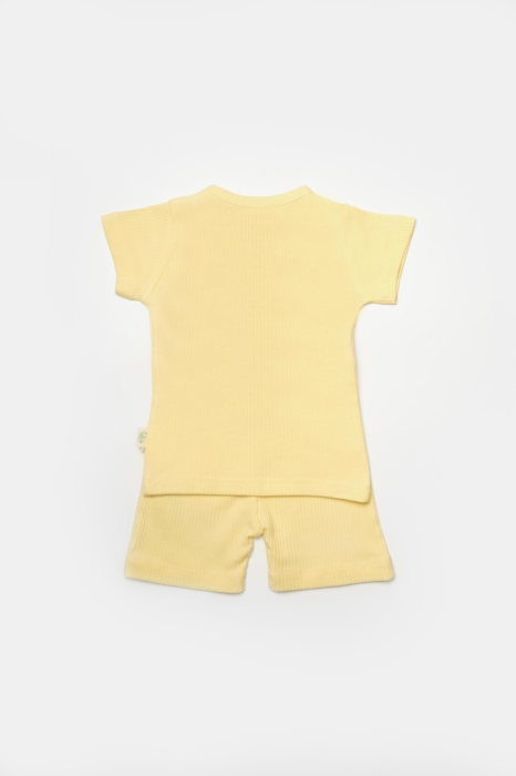 Set tricou cu pantaloni Bamboo, galben, BabyCosy, 50%bumbac+50% bambus [3]
