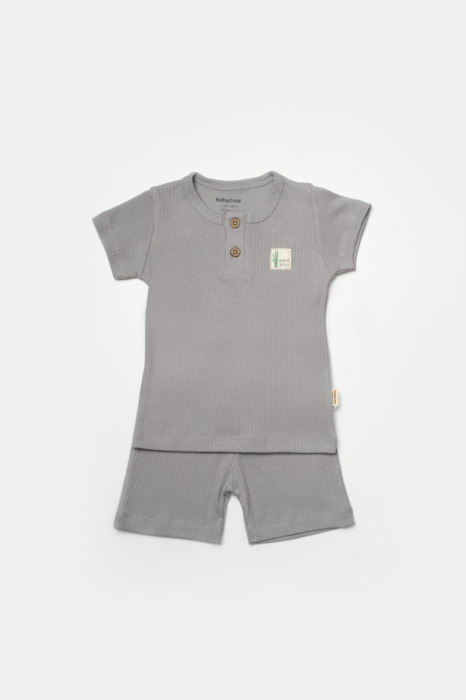 Set tricou cu pantaloni Bamboo, gri, BabyCosy, 50%bumbac+50% bambus [3]