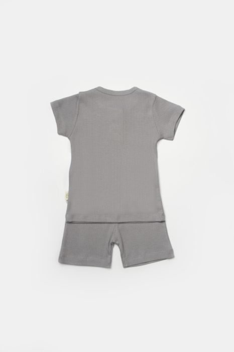 Set tricou cu pantaloni Bamboo, gri, BabyCosy, 50%bumbac+50% bambus [2]