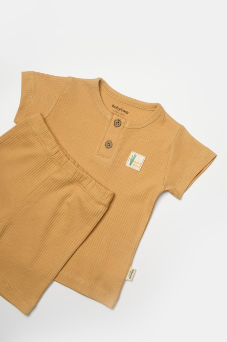 Set tricou cu pantaloni Bamboo, maro, BabyCosy, 50%bumbac+50% bambus [4]
