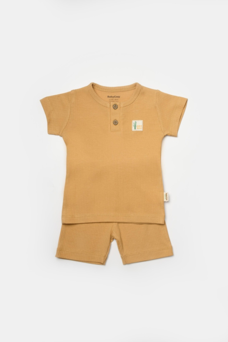Set tricou cu pantaloni Bamboo, maro, BabyCosy, 50%bumbac+50% bambus [2]