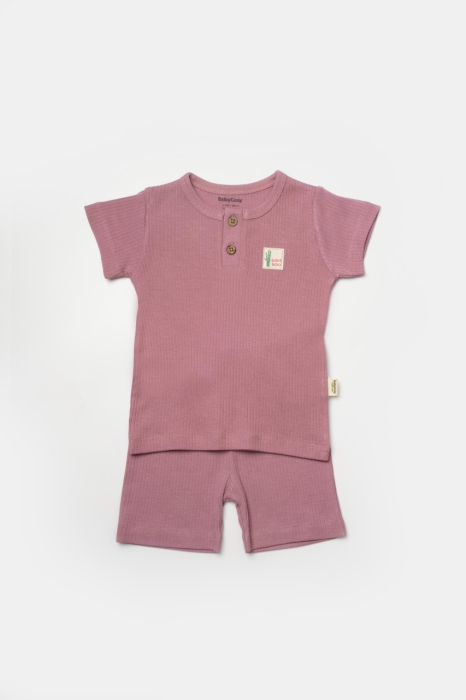 Set tricou cu pantaloni Bamboo, roz, BabyCosy, 50%bumbac+50% bambus [2]