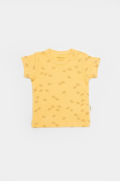 Set tricou cu pantaloni Printed, galben, BabyCosy, 50%bumbac+50% modal [6]