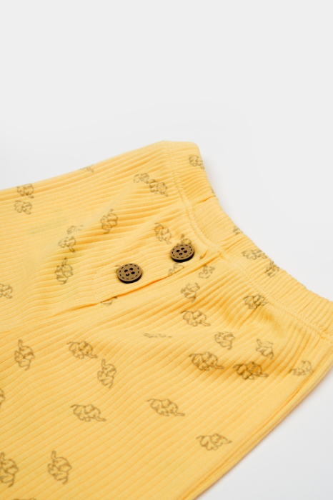 Set tricou cu pantaloni Printed, galben, BabyCosy, 50%bumbac+50% modal [5]