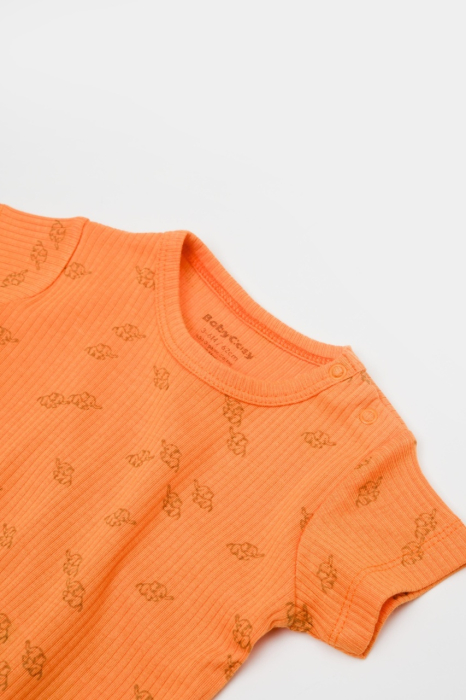 Set tricou cu pantaloni Printed, portocaliu, BabyCosy, 50%bumbac+50% modal [9]