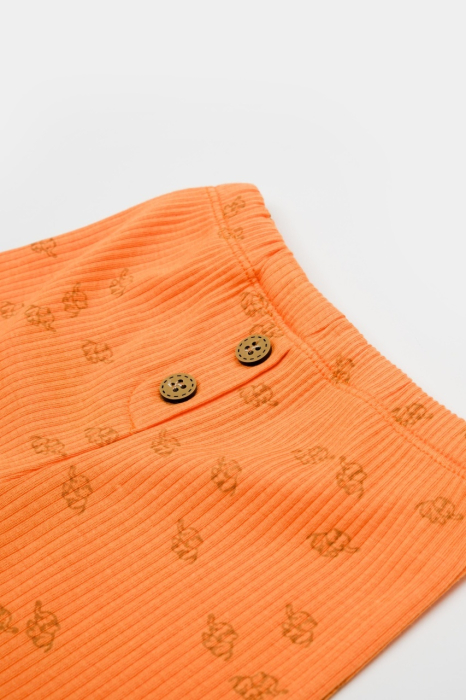Set tricou cu pantaloni Printed, portocaliu, BabyCosy, 50%bumbac+50% modal [5]