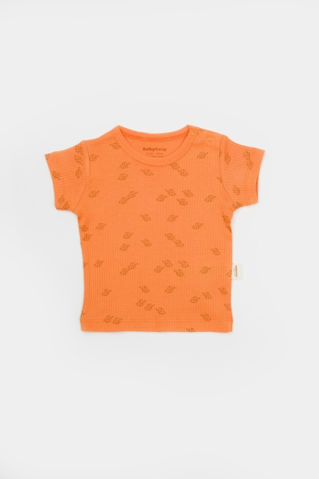 Set tricou cu pantaloni Printed, portocaliu, BabyCosy, 50%bumbac+50% modal [3]