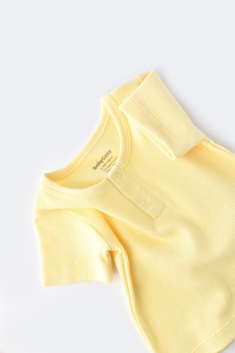 Set tricou cu pantaloni scurti - 100% bumbac organic - Galben, BabyCosy [9]