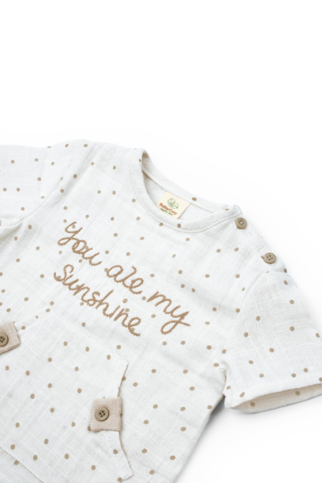 Set tricou cu pantaloni scurti TeddyBear, 100% bumbac organic, BabyCosy [6]