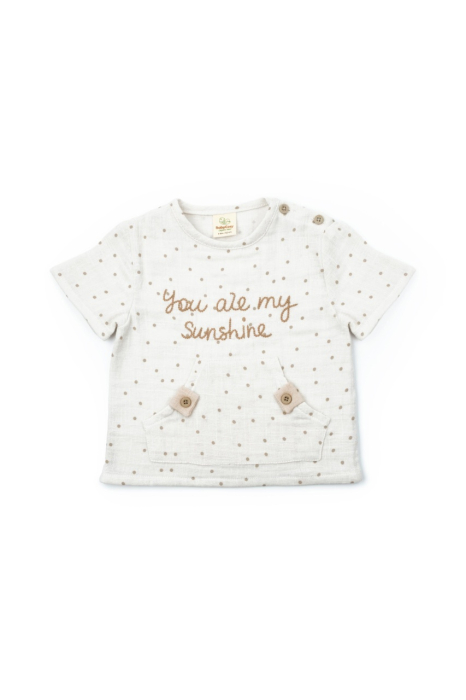 Set tricou cu pantaloni scurti TeddyBear, 100% bumbac organic, BabyCosy [3]