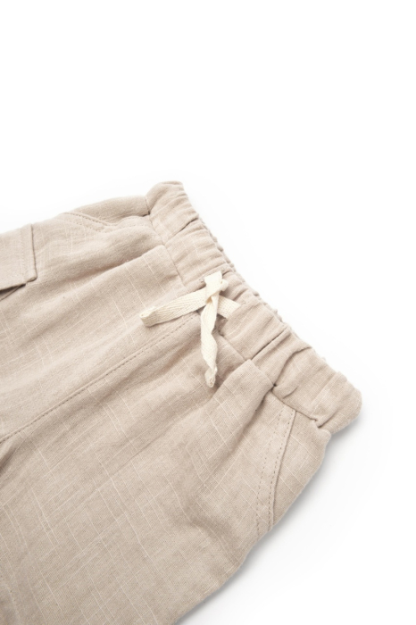 Set tricou ecru cu pantaloni scurti TeddyBear, 100% bumbac organic, BabyCosy [8]
